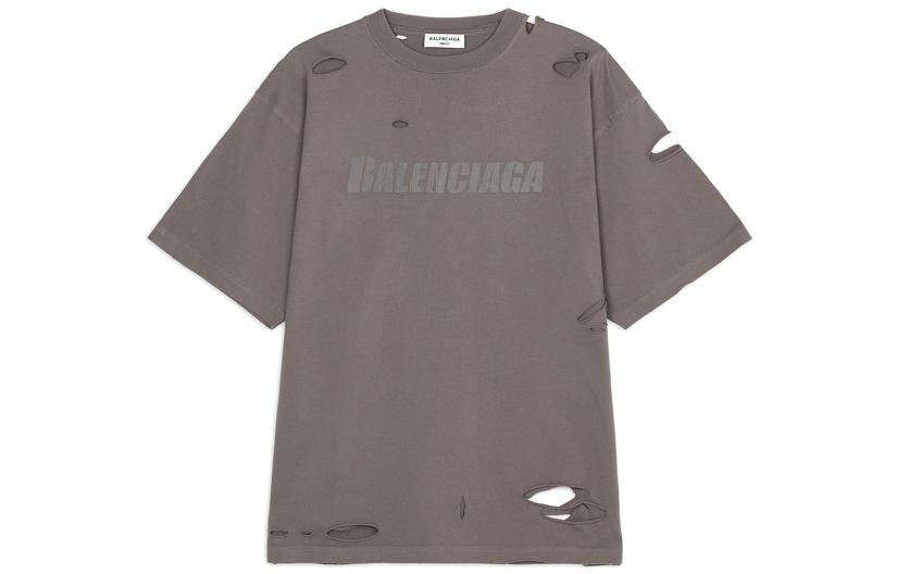 

Футболка женская Balenciaga рваная, серый
