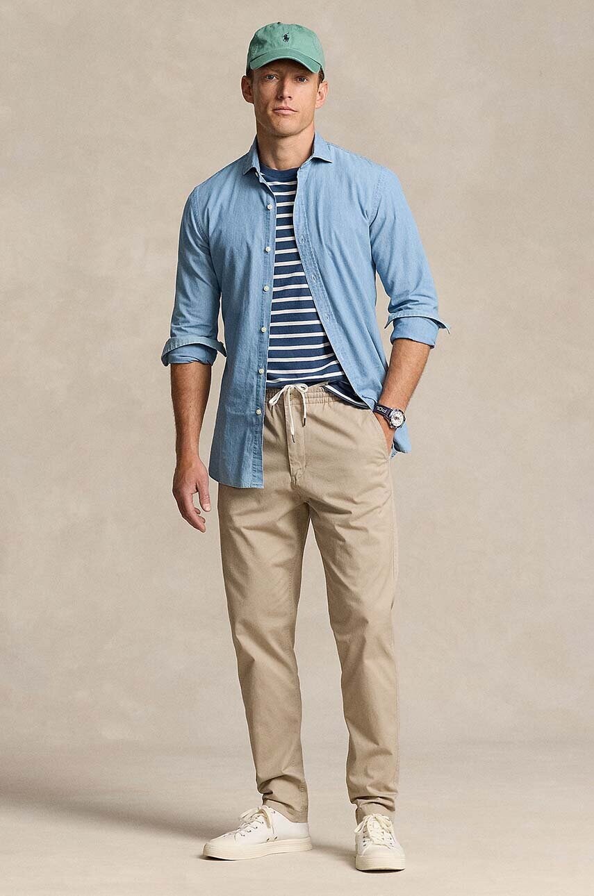 

Хлопковые брюки Polo Ralph Lauren, бежевый