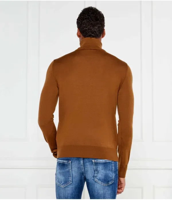 Шерстяная водолазка regular fit Dsquared2, коричневый — фото 3