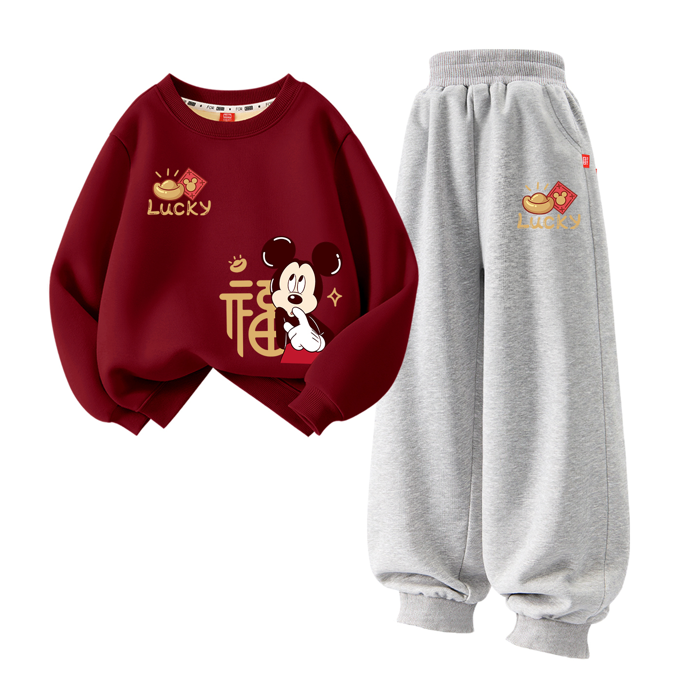 

Детская повседневная спортивная одежда Disney, [thickened and fleece-lined]daliyuan coin k бордовый+dianyuan coin k серый