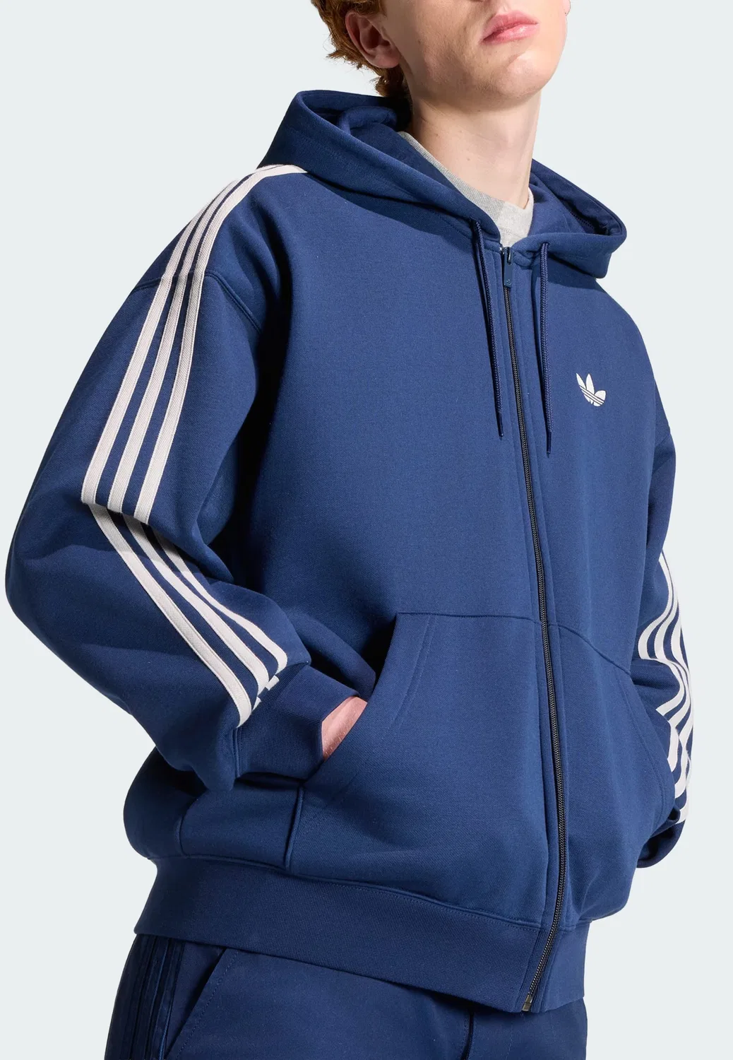 Толстовка на молнии Adidas Originals Adicolor в темно-синем цвете — фото 4