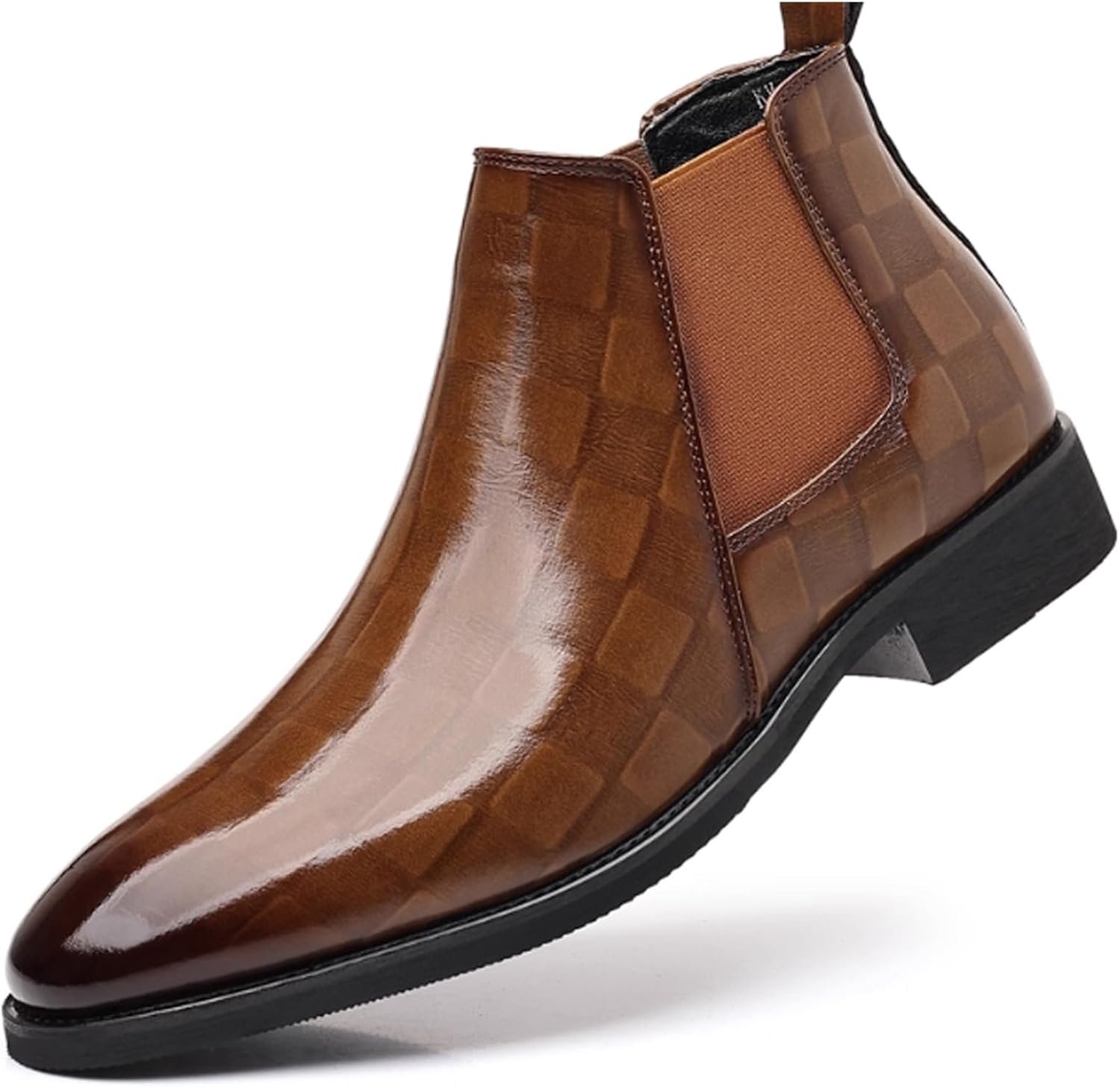 

Мужские лакированные ботинки-челси с принтом, удобные, с эластичным ремешком, острым носком и массивным каблуком, для делового стиля, для работы и торжественных случаев, ботильоны-чукка Yherohg, желтый