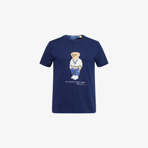 

Футболка из хлопкового джерси с принтом медведя Polo Ralph Lauren, синий