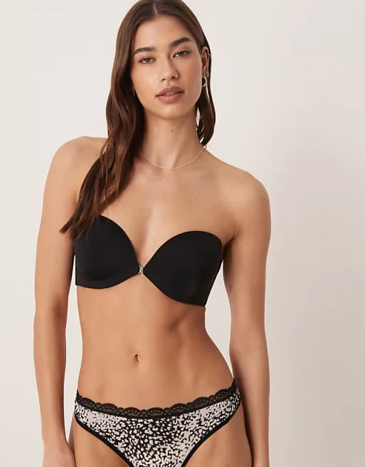 Черный бюстгальтер без бретелек с застежкой спереди Calvin Klein Perfectly Fit — фото 3