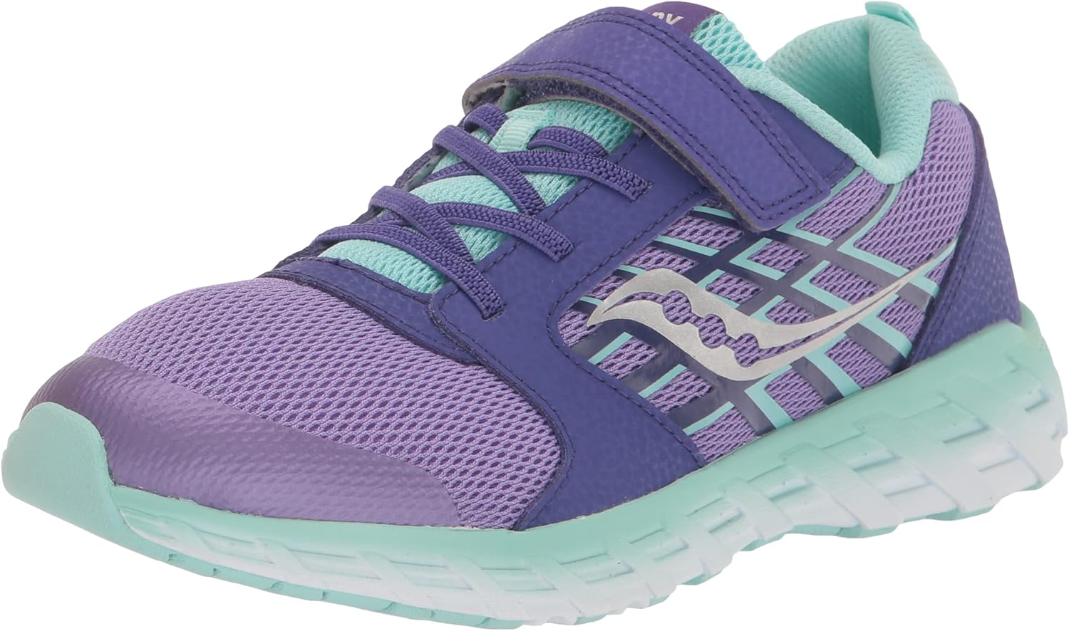 

Кроссовки Saucony Unisex-Child Wind Alternative Closure 2.0, фиолетовый/бирюзовый