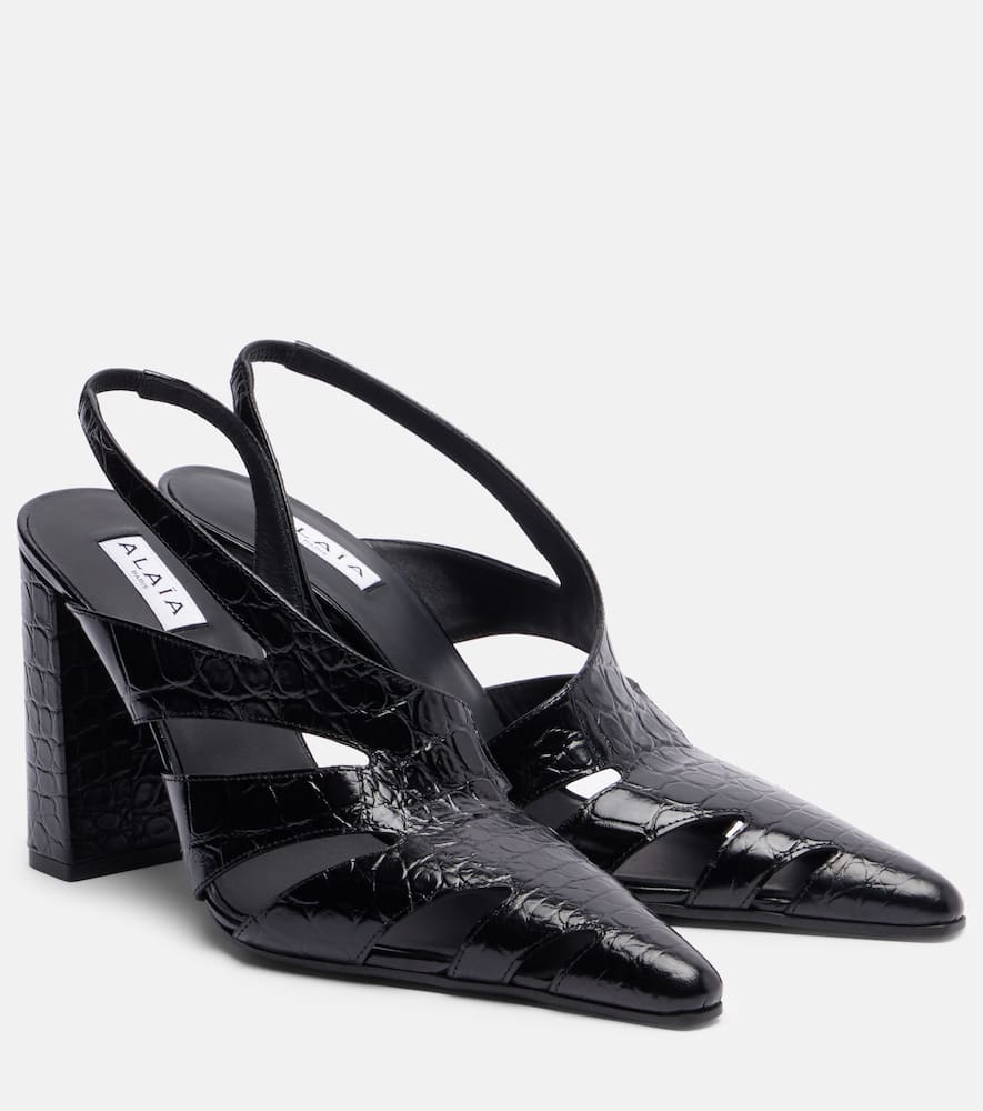 Кожаные лодочки-слингбэки с вырезом Alaïa, Noir