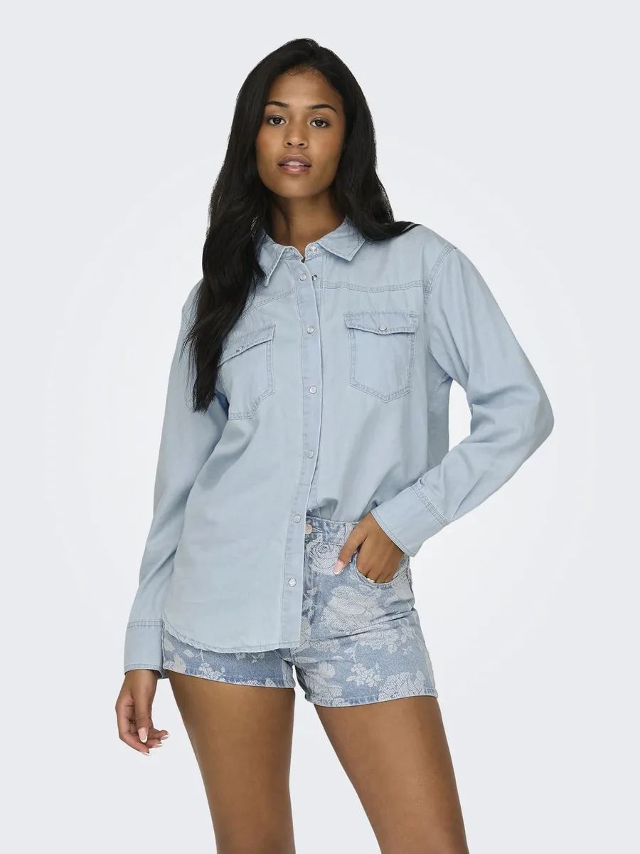 

Джинсовая блузка ONLY "ONLBEA LS LOOSE DNM SHIRT GUA", голубой