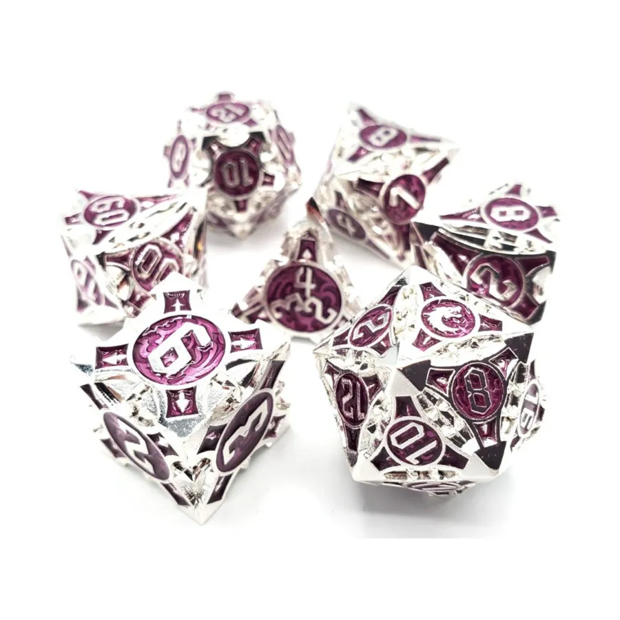 

Набор Poly — серебристый с фиолетовым (7), Metal Dice - Gnome Forged
