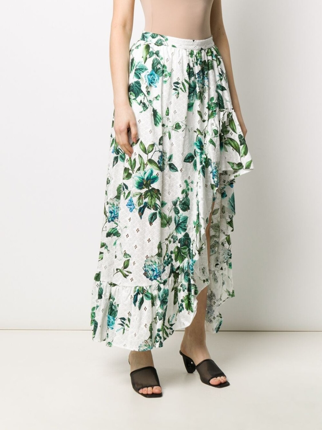 Blumarine юбка асимметричного кроя с цветочным принтом, белый — фото 2