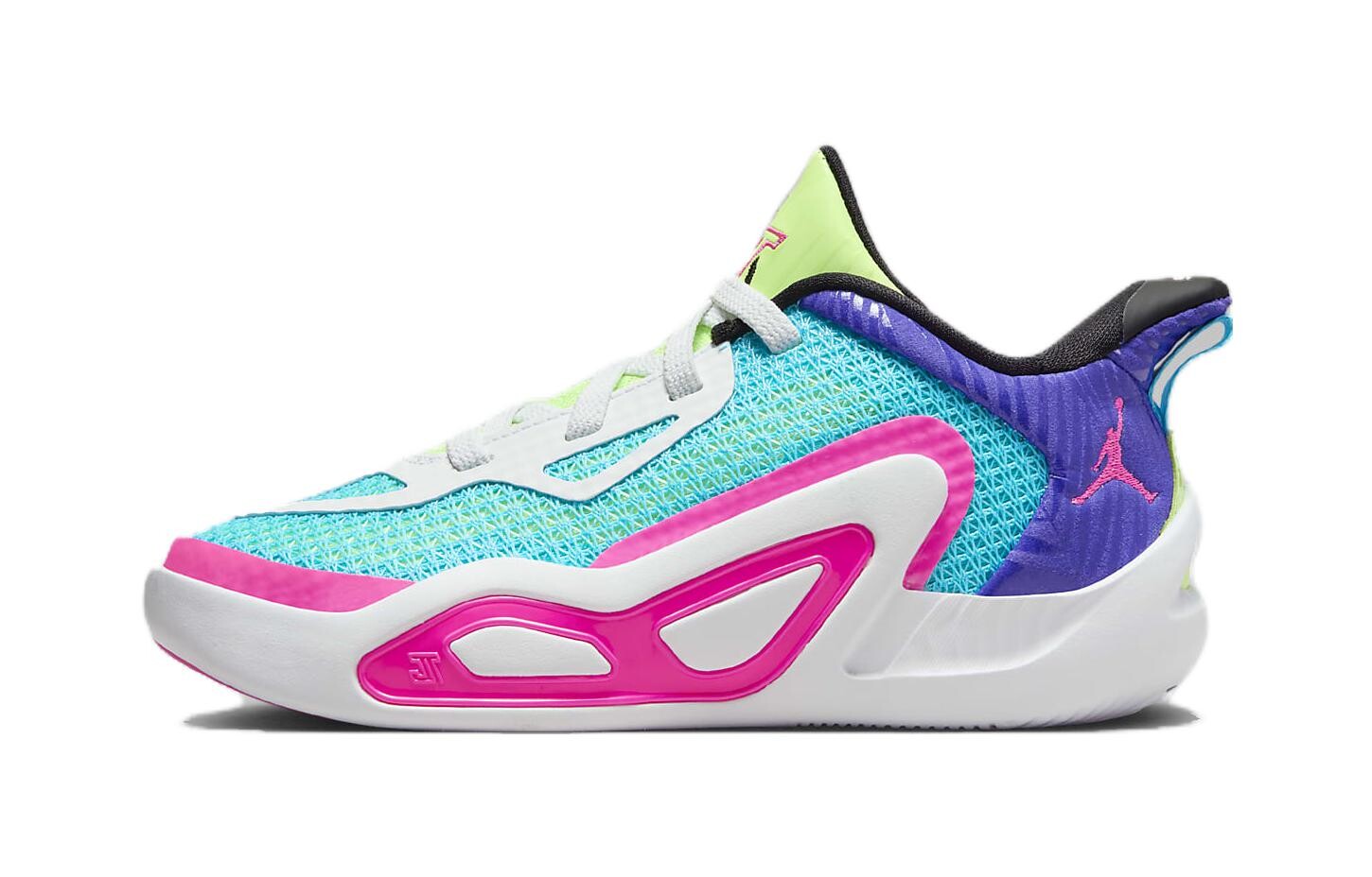 

Детские баскетбольные кроссовки Jordan Tatum 1 BP, Lagoon Pulse/Psychic Purple/White/Pink Explosion