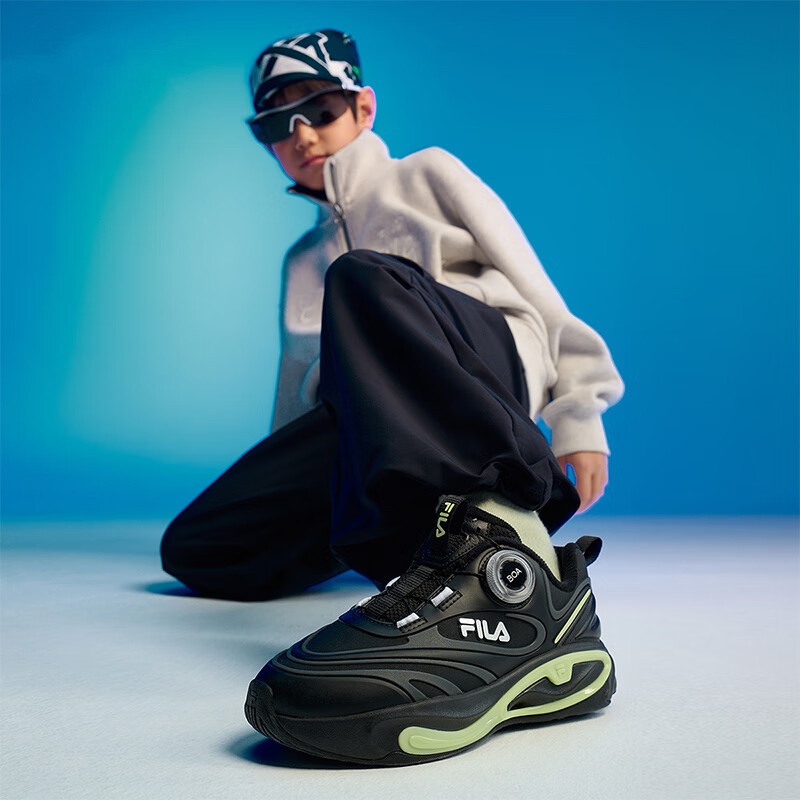 FILA KIDS Детские кроссовки с низким верхом, устойчивые к скольжению и износу, цвет: черный/серый — фото 3