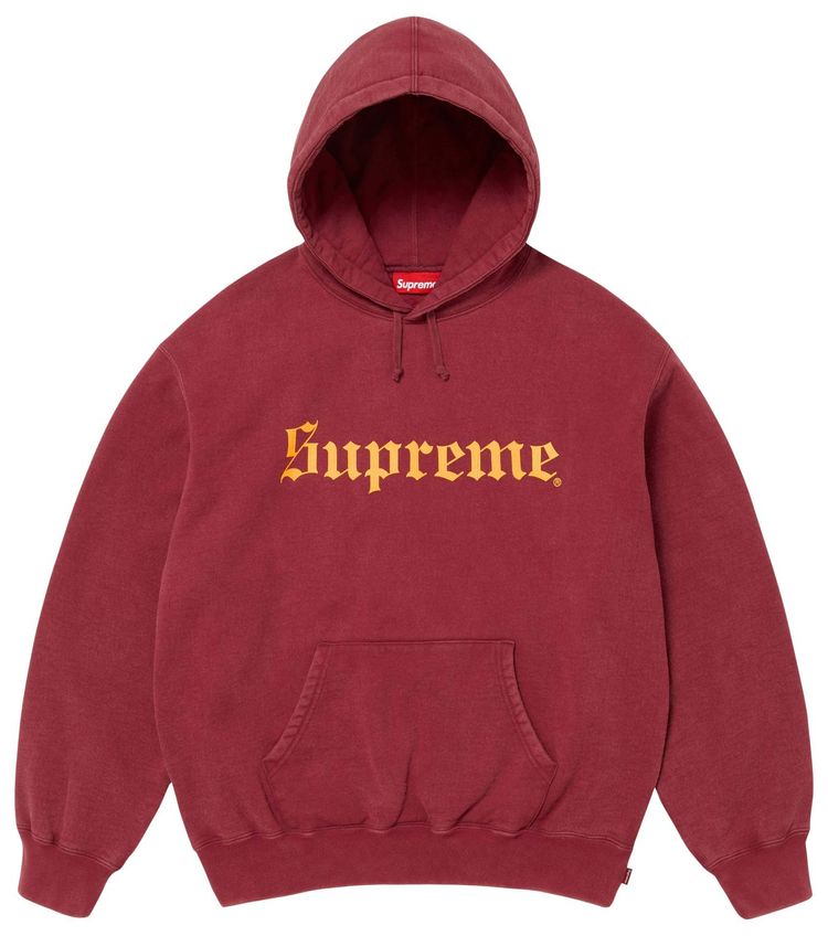 

Толстовка Supreme Washed Old English Hooded Sweatshirt, красный