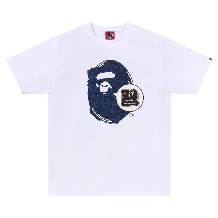 

Футболка BAPE 30th Anniversary Ape Head 'White/Navy', белый