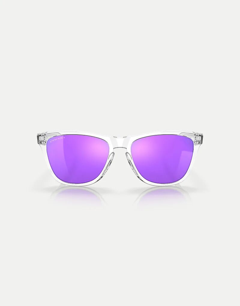 

Солнцезащитные очки Oakley Frogskins квадратной формы с фиолетовыми зеркальными линзами из полированного прозрачного стекла