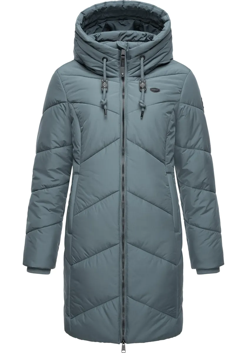 

Стеганое пальто Ragwear "Novista", стильное зимнее пальто с зигзагообразным узором и большим капюшоном, серый