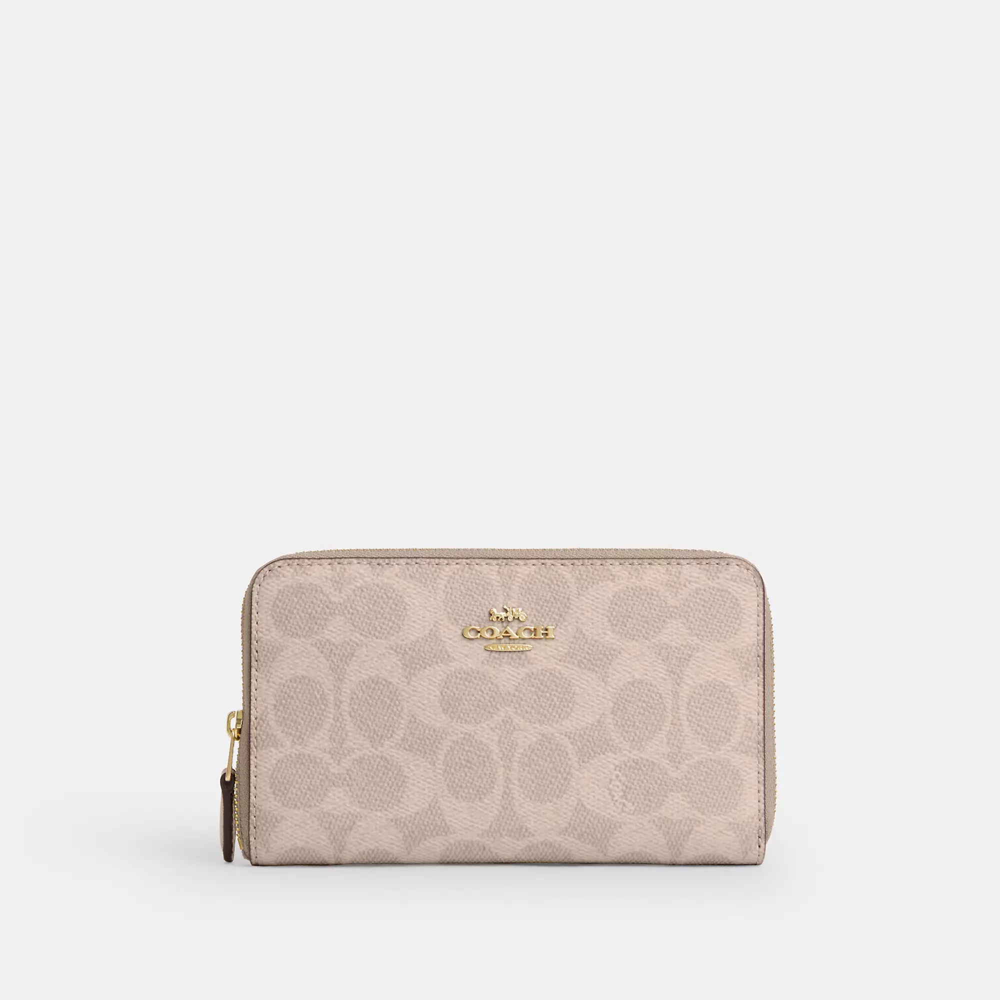 

Coach Outlet Средний ID Zip Кошелек в Подписной Холст, цвет gold/sand/chalk