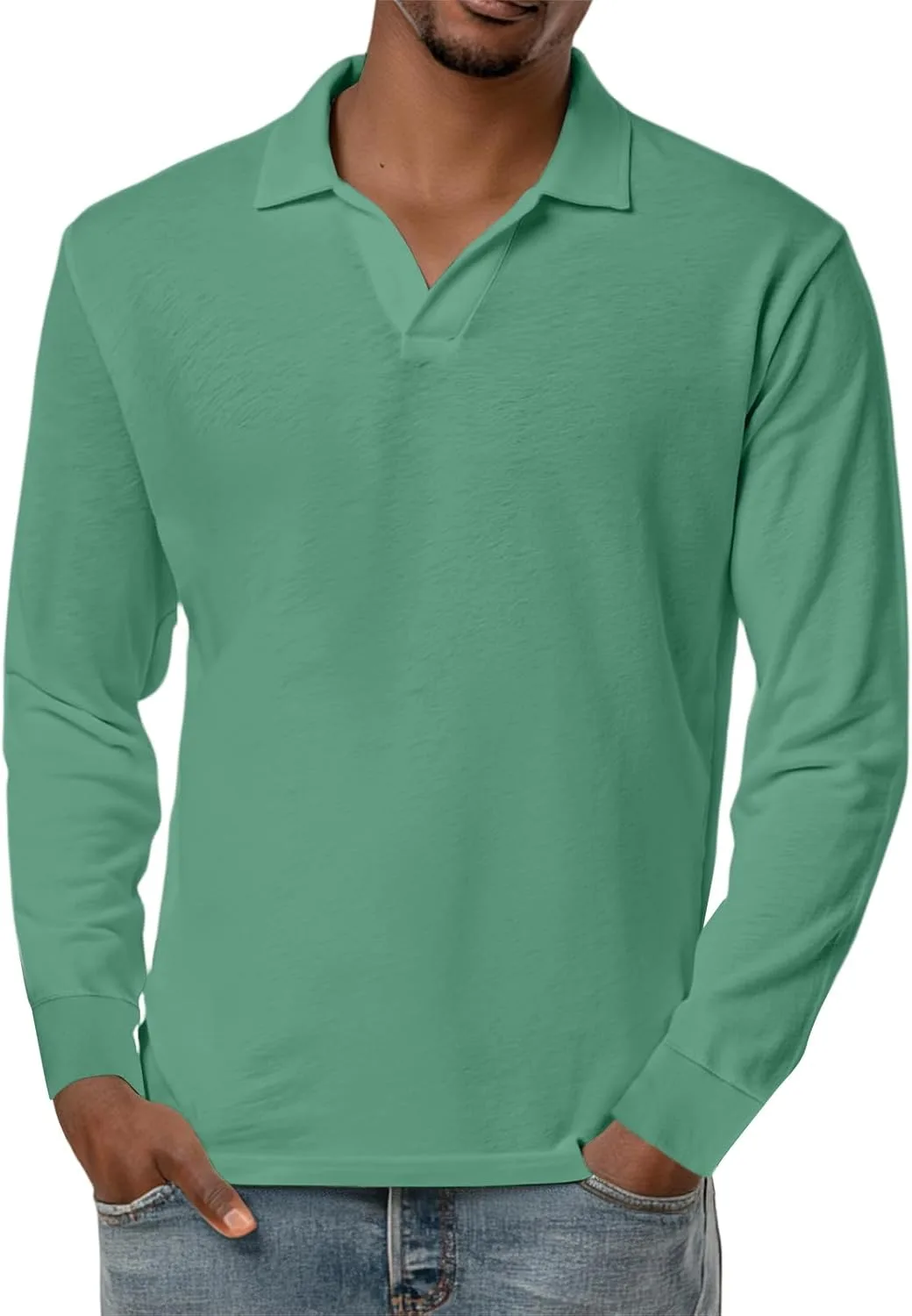 

Мужская поло Casual Loose с длинным рукавом FQZWONG