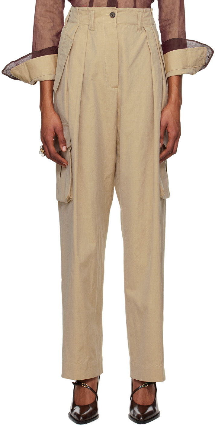 

Плиссированные брюки Dries Van Noten, бежевый