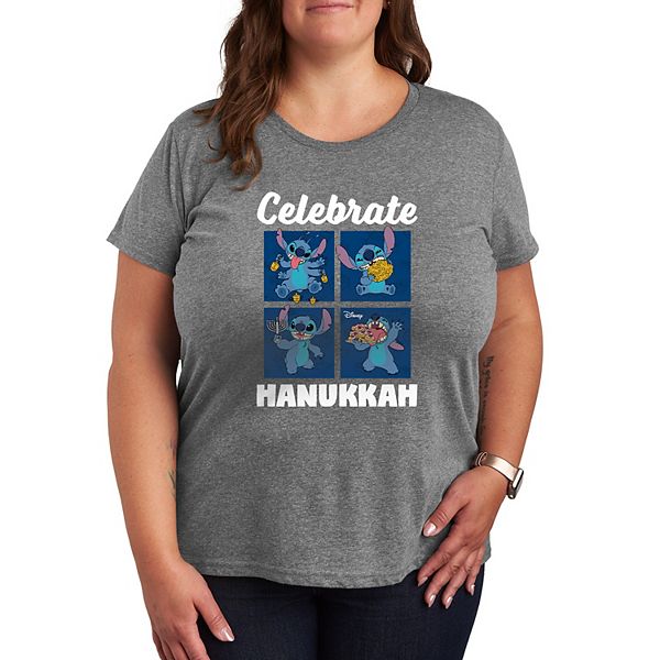 

Футболка Plus Size Lilo & Stitch Celebrate Hanukkah Disney, Heather Gray