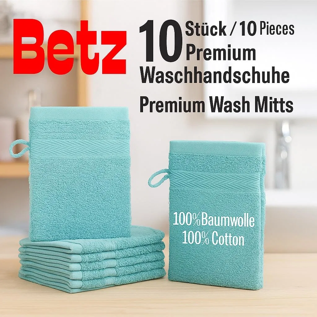 Набор из 10 махровых варежек-мочалок от Betz Premium Betz, Turquoise — фото 2