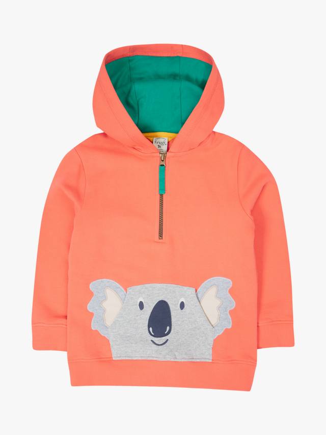 

Детская толстовка hadley с коалой из органического хлопка на четверть молнии Frugi, цвет Cantaloupe/Kiwi