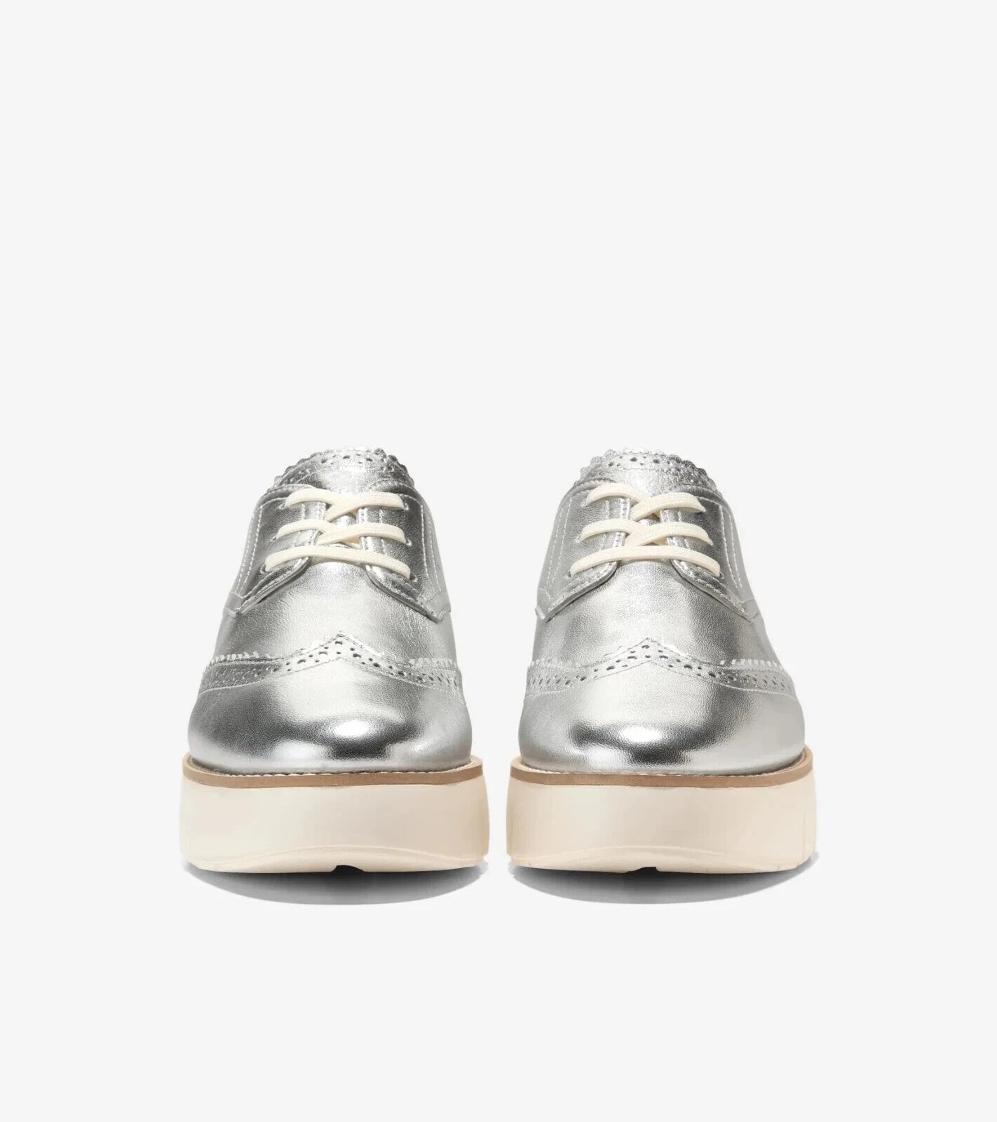 Детские серебристые кожаные туфли Cole Haan Grand City Oxford с крылышками на платформе ZOGG413 Columbia — фото 3