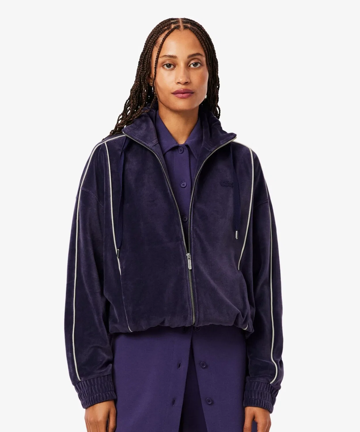 Куртка-трактор Nike Oversize Fit, велюровая, тёмно-синяя