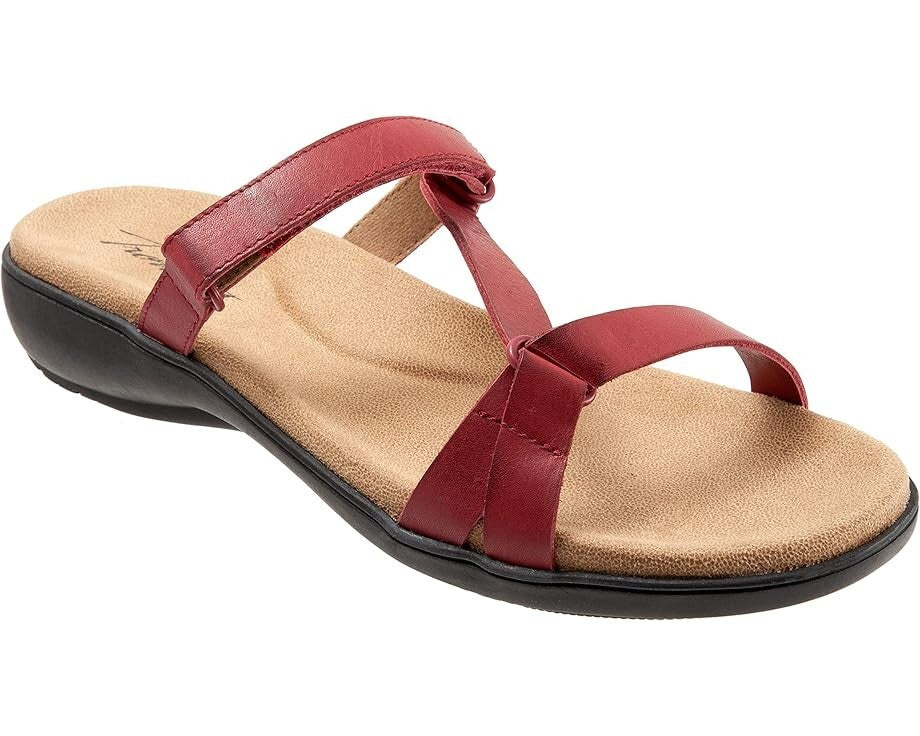Trotters Raja Sandal Women's Red Leather Open Toe Slip On Slide JOBB182