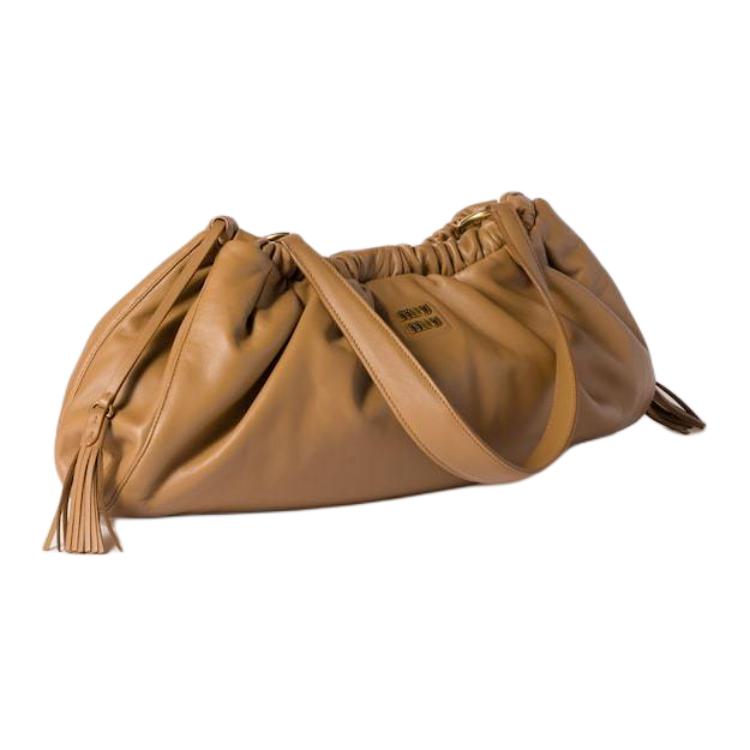 Сумка Joie Lambskin, женская сумка через плечо карамельного цвета MIU MIU, basic set (bag+dust bag) — фото 2