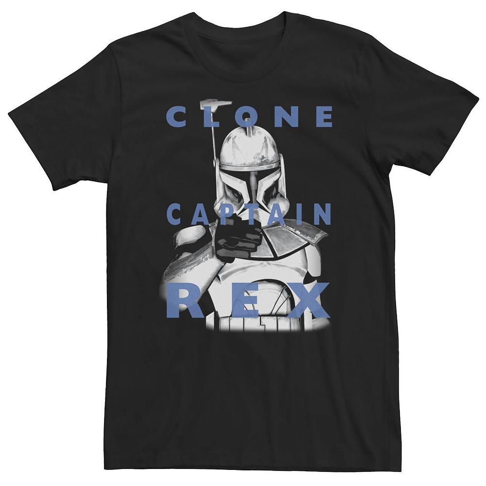 

Футболка с надписью Big & Tall Star Wars: Clone Wars Clone Captain Rex Licensed Character, черный