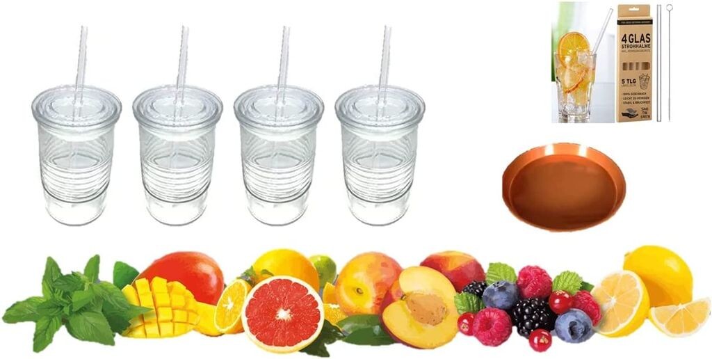 

Осиная чума на террасе для вечеринок в саду Стакан для питья (с крышкой для защиты от насекомых) со стеклянной соломинкой и металлическим подносом с крышкой James Premium