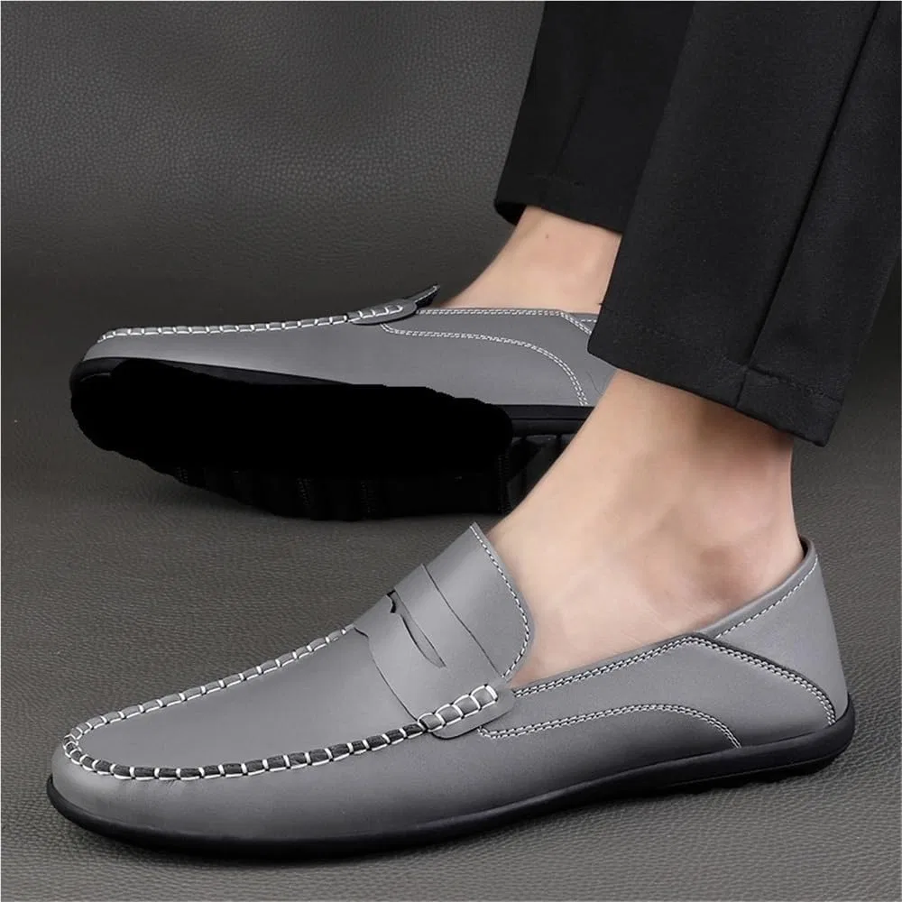 Лоферы кожаные Mens Casual Loafers, серый DHFIRUFSHLO — фото 2