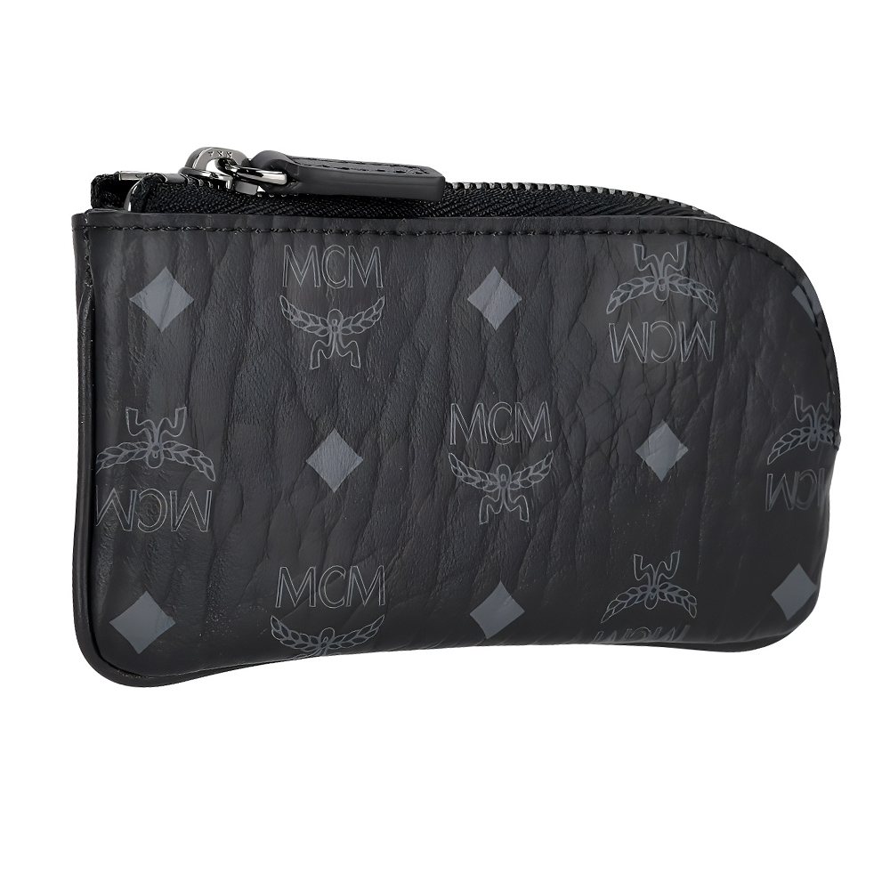 

Ключница-кошелек на кольце из лакированного полотна Aren Visetos, мини-клатч унисекс черный MCM