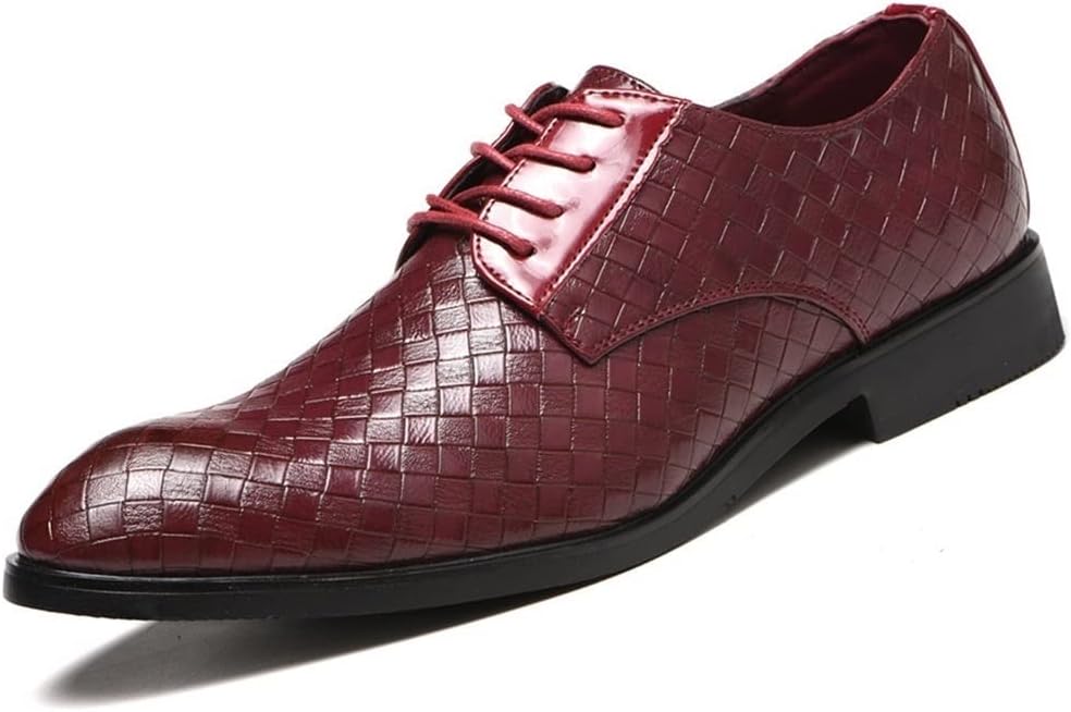 

Мужские оксфорды EVSER с кружевной застежкой, круглым носком и клетчатым рисунком, дерби, из PU кожи, с устойчивым к скольжению каблуком, классические (цвет: красный, размер: 11,5)