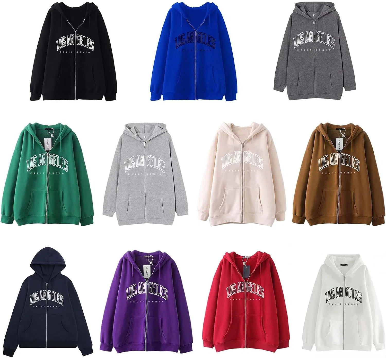 Блуза с капюшоном, с буквенным принтом Zip Up Hoodie, хаки — фото 2
