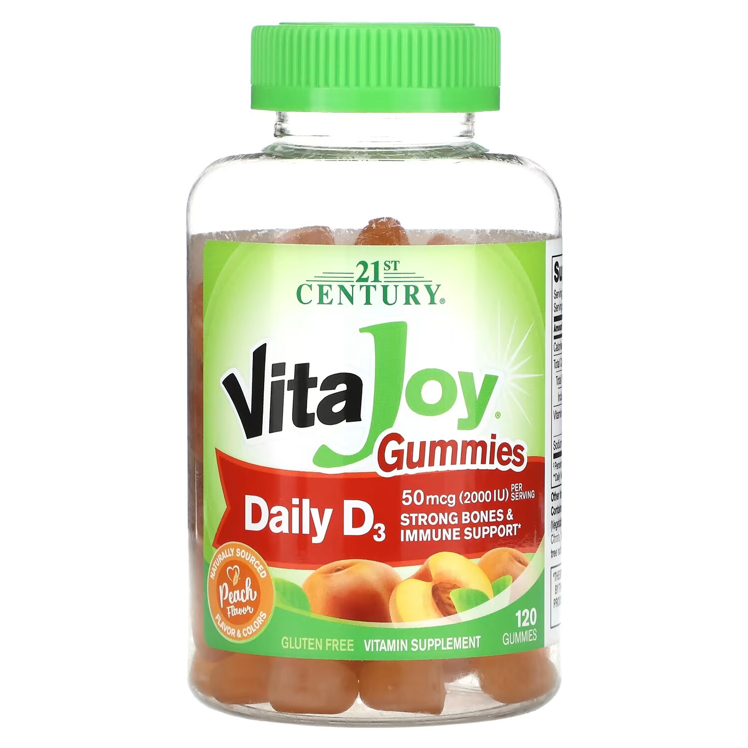 

Витаминная добавка 21st Century VitaJoy Gummies Daily D3 Peach, 120 жевательных таблеток