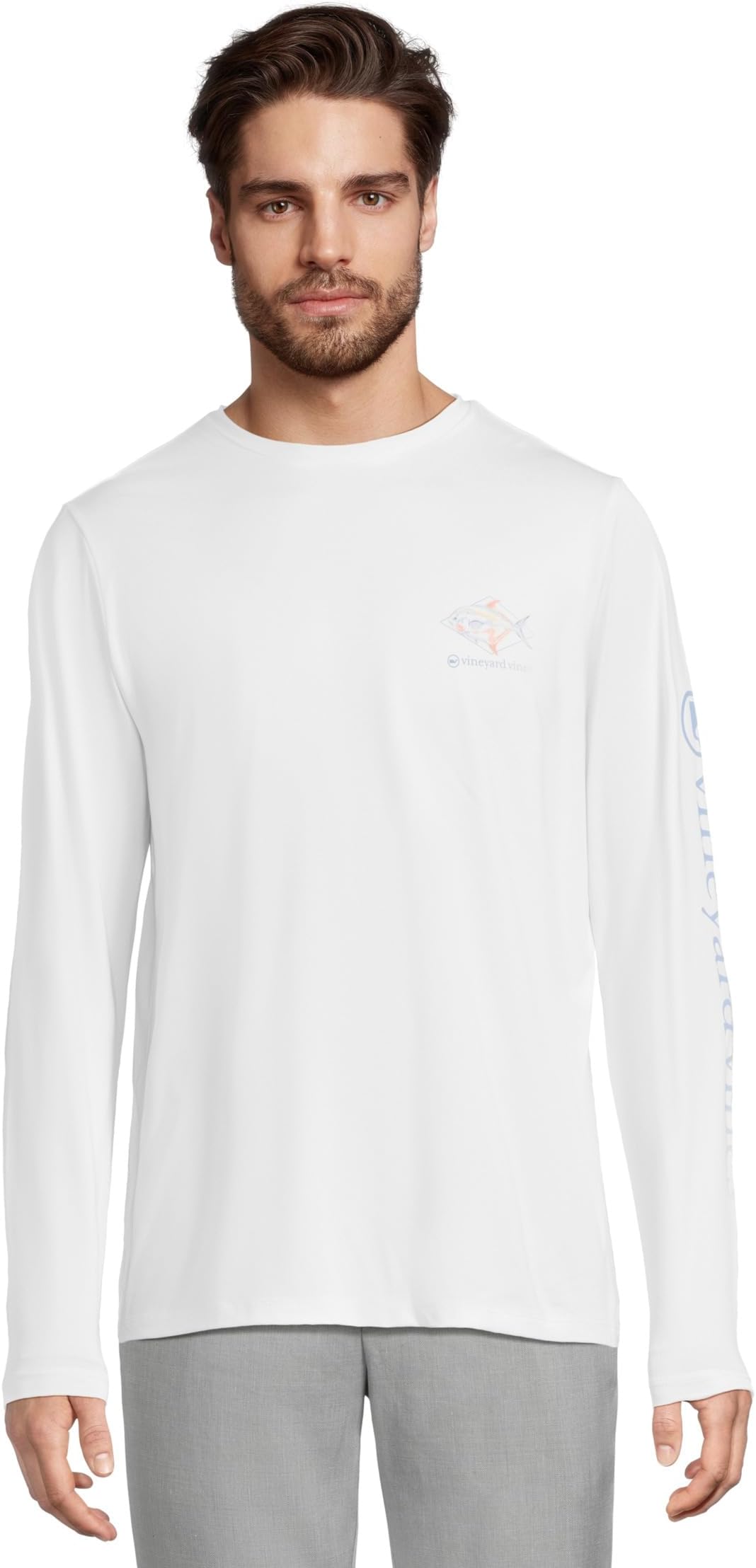 

Футболка Vineyard Vines Long Sleeve Painted Permit Fish Tee, цвет White Cap
