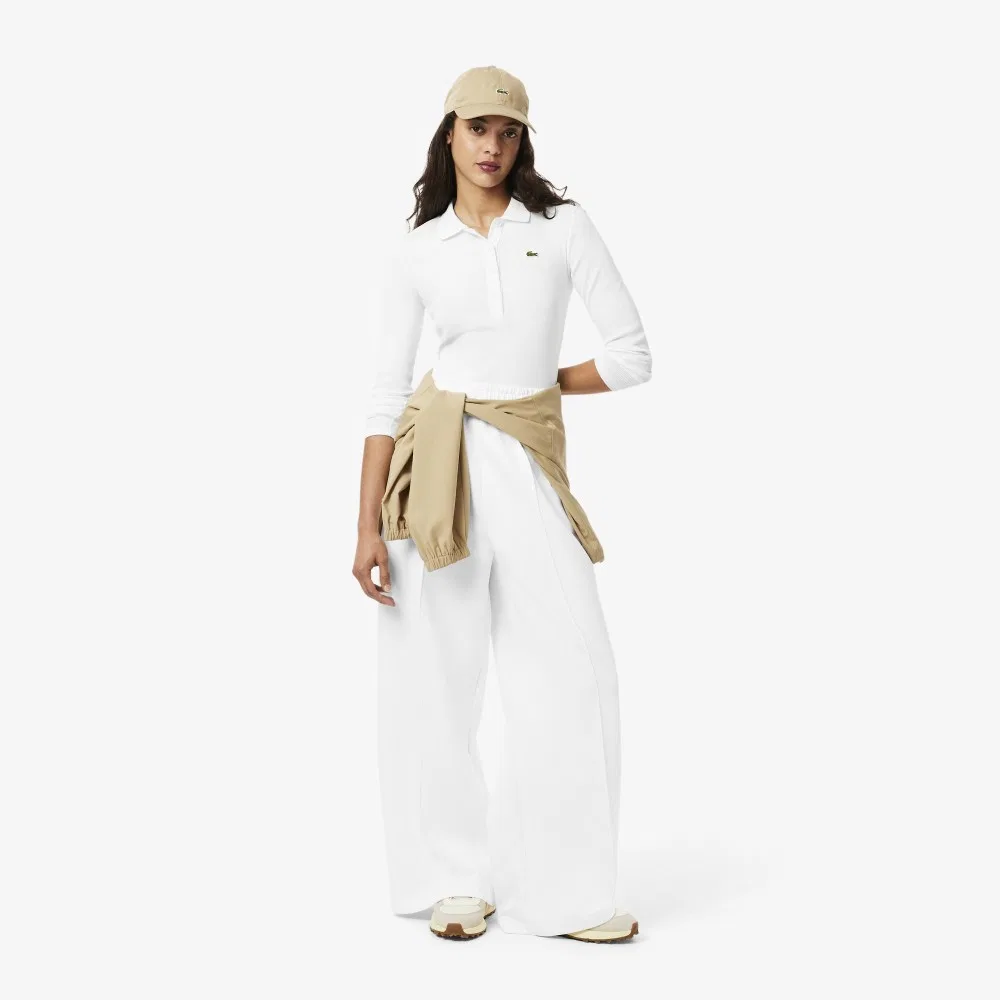 Брюки спортивные Lacoste Double Face, широкие, белые — фото 4