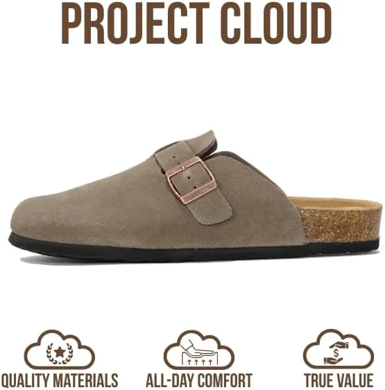 Мужские сабо Project Cloud - 100% натуральная кожа полного зерна, с мягкой подошвой из памяти формы и поддержкой свода стопы, натуральная пробковая стелька - нескользящие домашние тапочки для мужчин (Бруклин) — фото 3