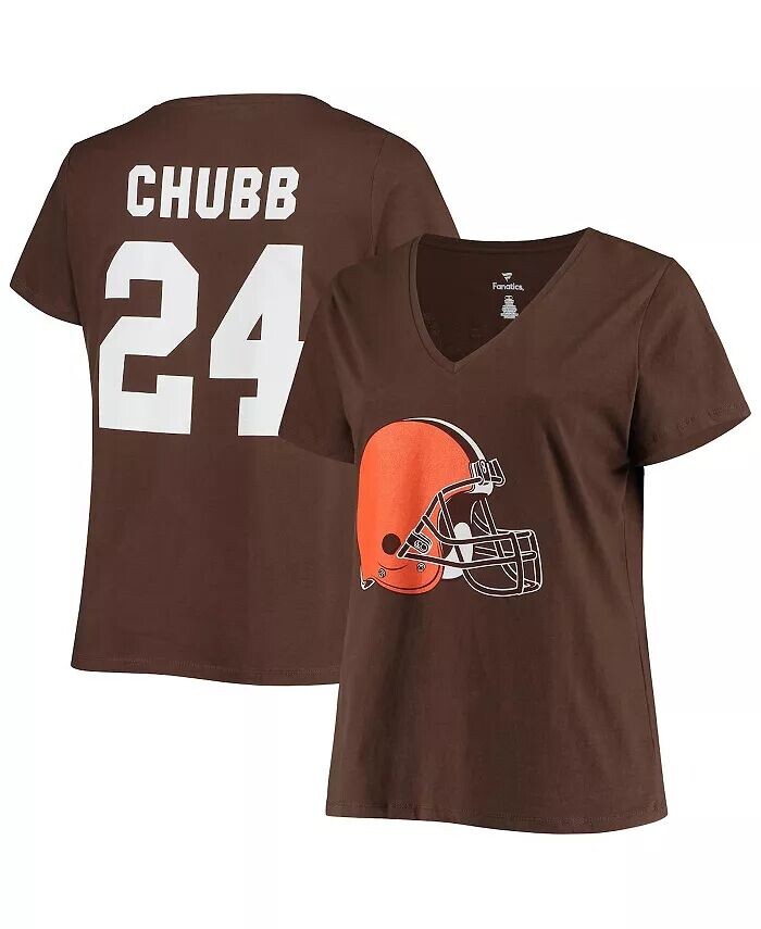 

Женская футболка размера плюс с v-образным вырезом Nick Chubb Brown Cleveland Browns Fanatics