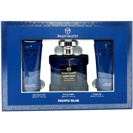 Подарочный набор Pacific Blue для мужчин из трех предметов: Edt, гель для душа и бальзам после бритья, Sergio Tacchini — фото 4