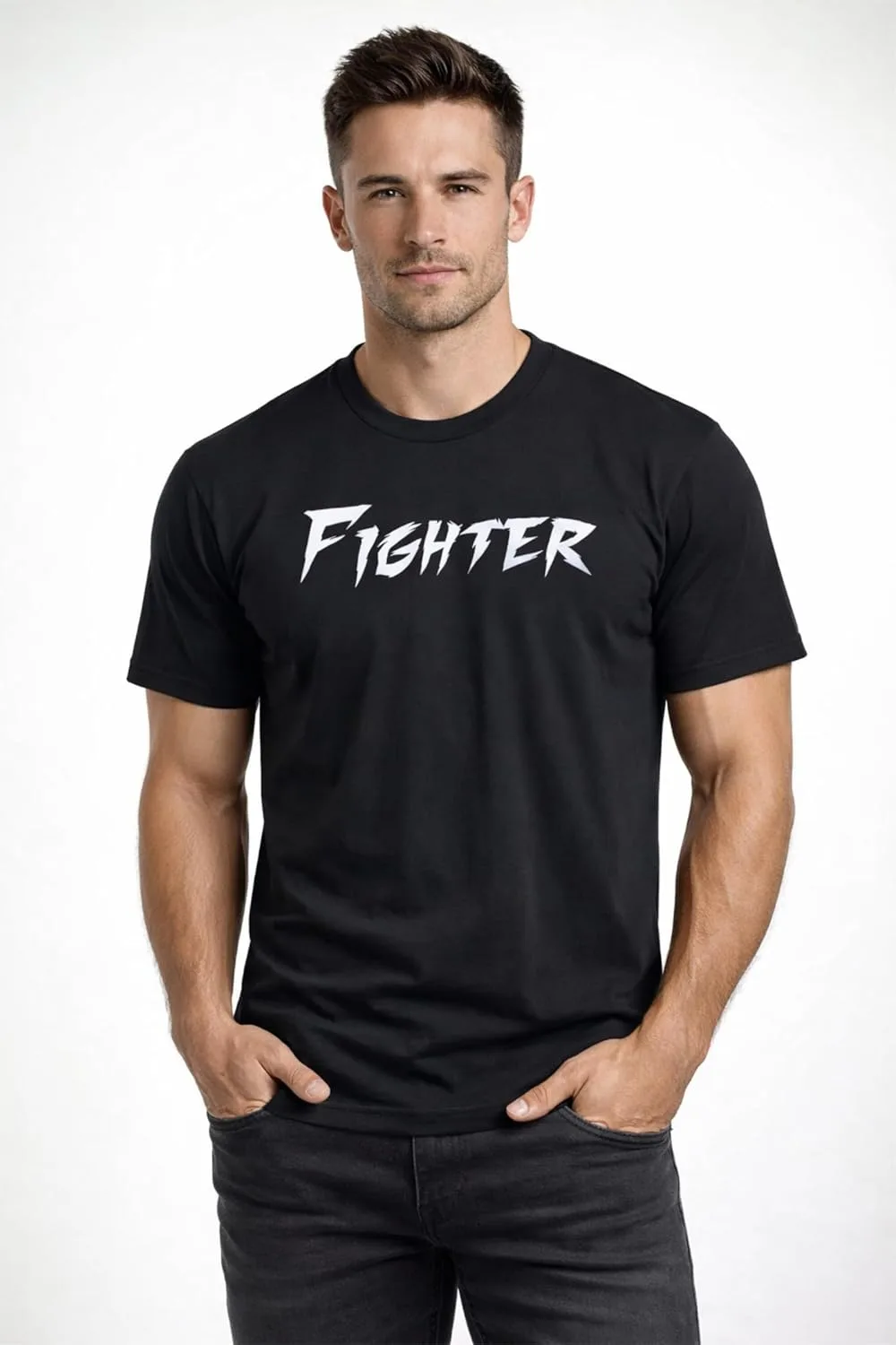 Футболка Fighter Shirt - для тренировок, дисциплины и мотивации, темная GENERIC, черный — фото 2