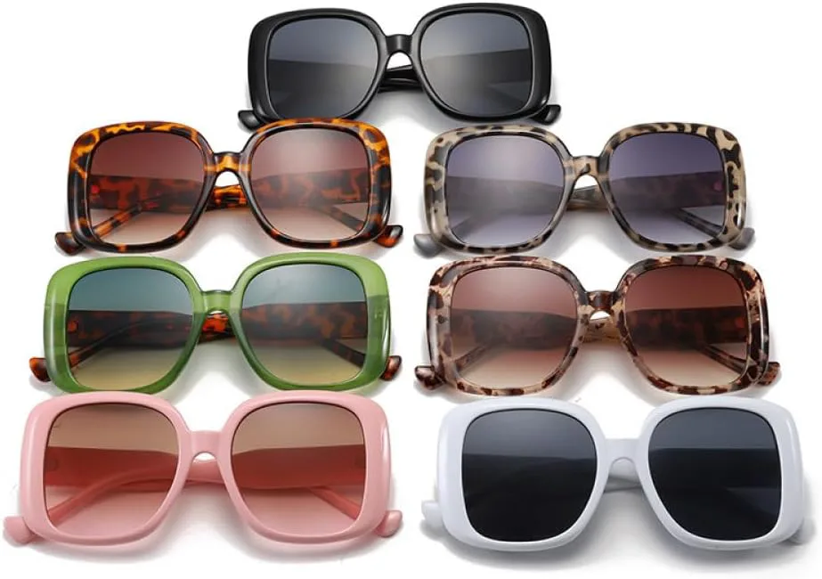 

Женские квадратные солнцезащитные очки 2027 в винтажном стиле, зеленые с леопардовым принтом, защита от УФ-излучения UV400, розовые, один размер MTZJH, One Color