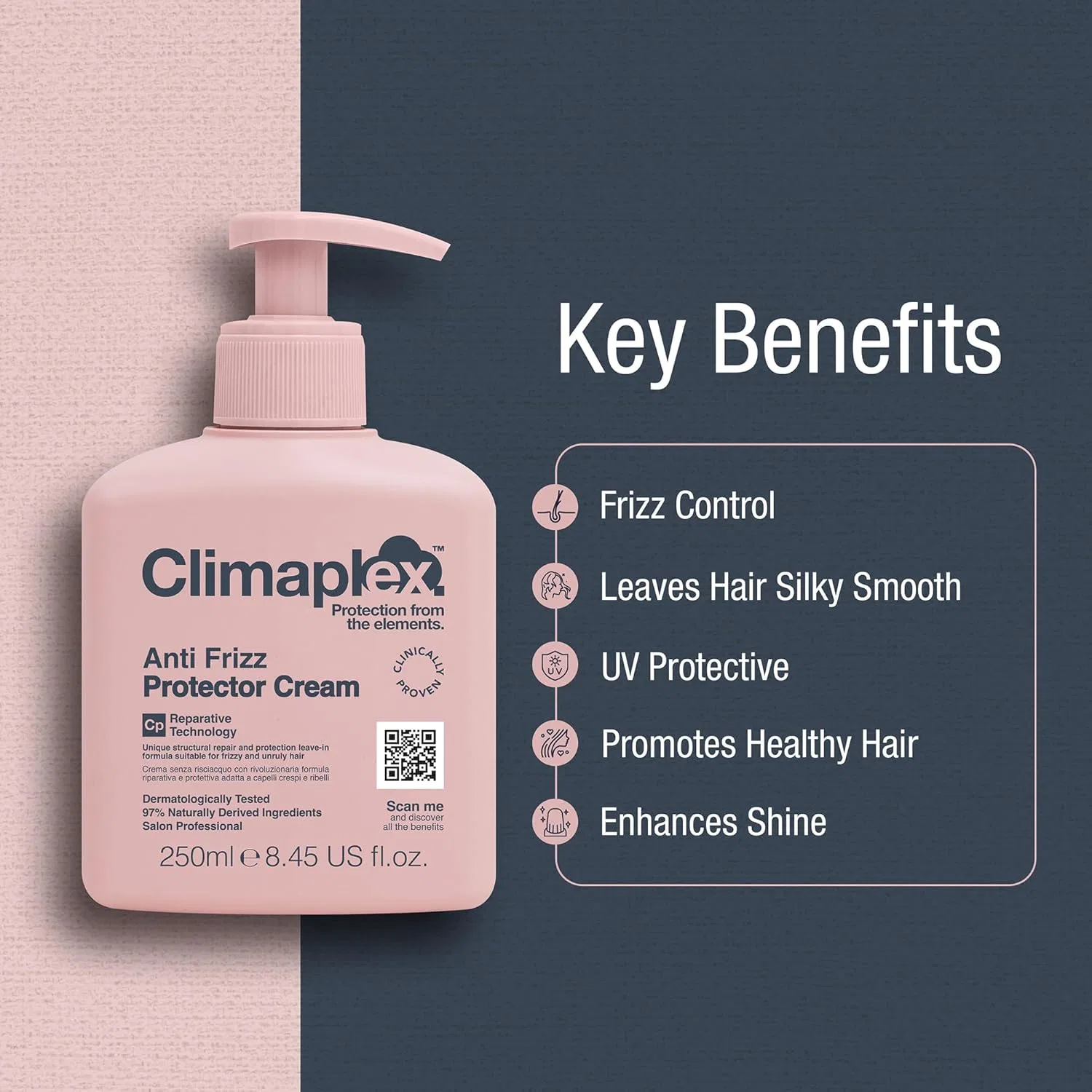 Крем-защита от пушения «Anti Frizz Protector Cream» для непослушных волос от Climaplex, 250 мл Climaplex — фото 2
