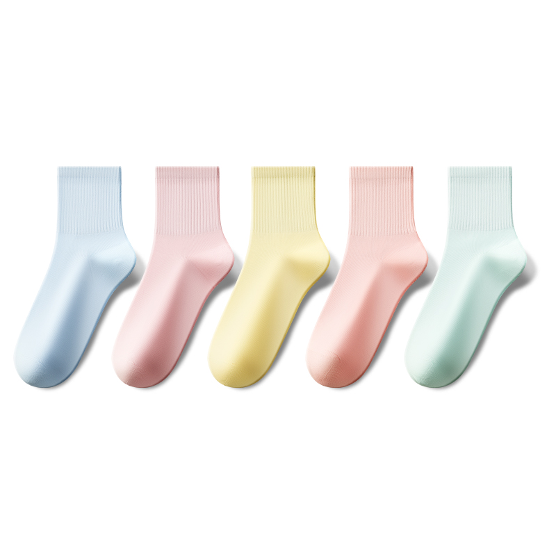 

Женские носки Warrior Mid Calf 5 пар, светло-голубой, розовый, жёлтый, светло-оранжевый, светло-зелёный [5 пар]