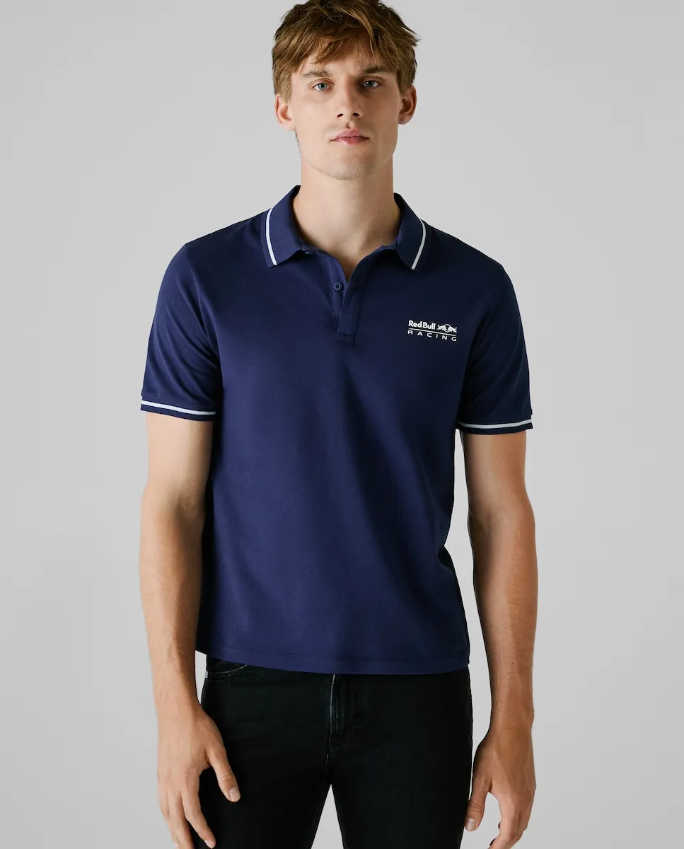 

Мужская футболка поло с коротким рукавом с печатным логотипом Pepe Jeans, темно-синий