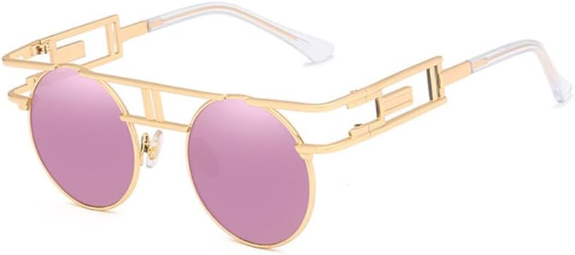 

Модные круглые солнцезащитные очки в стиле стимпанк для мужчин и женщин, с металлической оправой, в стиле ретро, ​​винтажные солнцезащитные очки, стильные TYUVIVO, Gold Purple