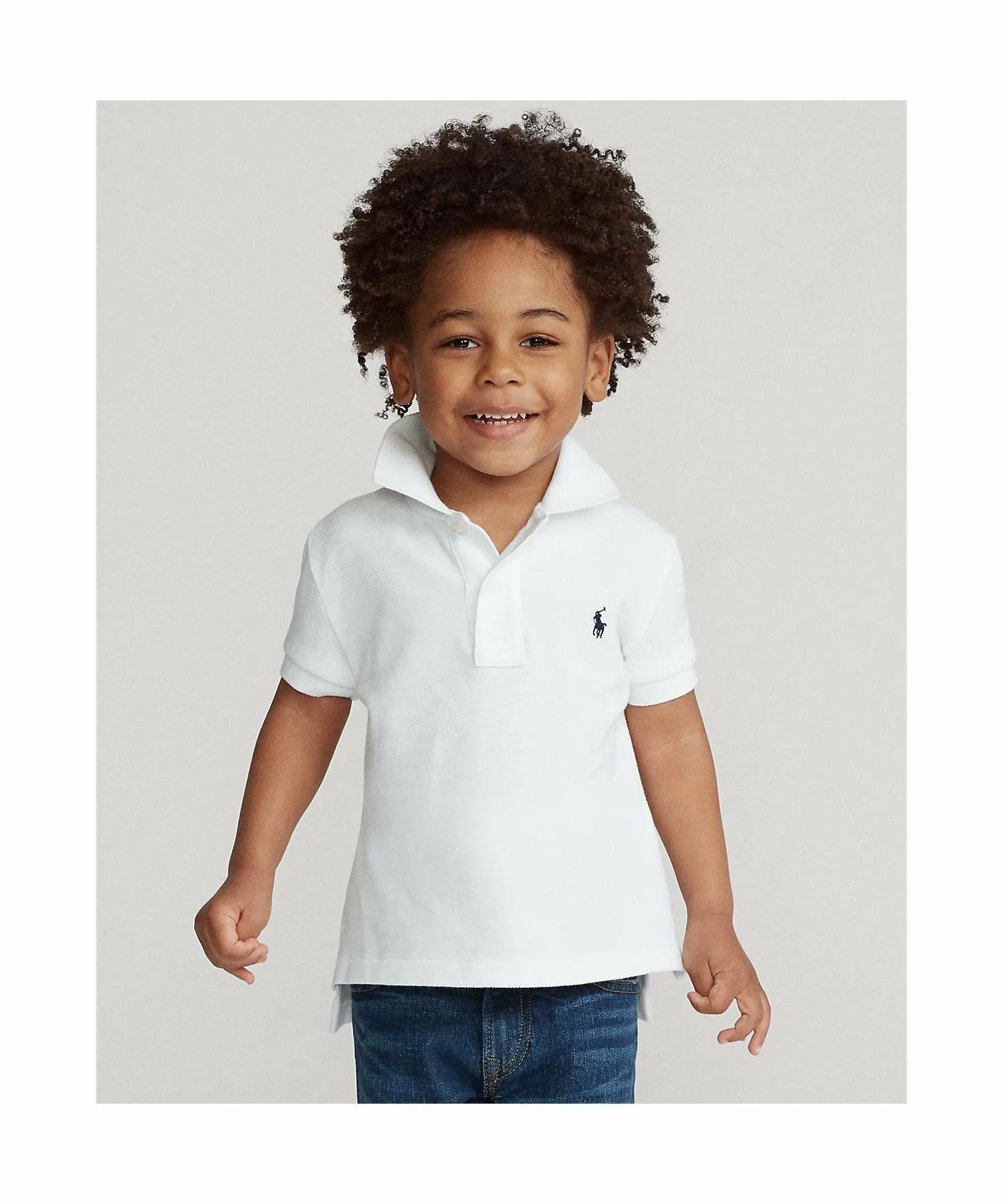(Для мальчиков 2-7 лет) Хлопковая сетчатая рубашка-поло Polo Ralph Lauren, 100 White