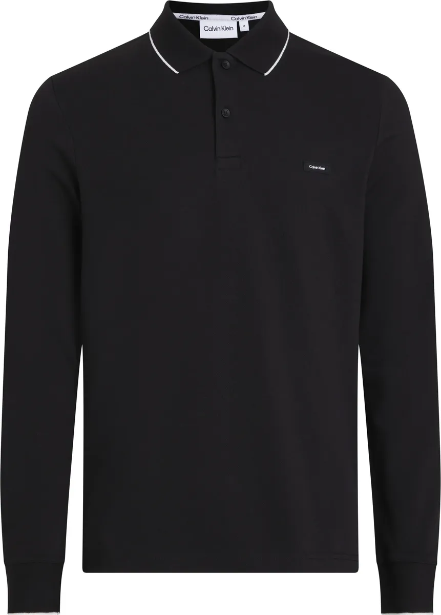 

Рубашка-поло Calvin Klein Big&Tall с длинными рукавами "BT_STRETCH PIQUE TIPPING LS POLO", больших размеров с нашивкой-логотипом, цвет Ck Black