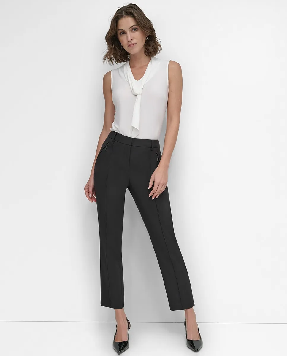 

Женские брюки с прямой ногой и защипами Dkny, черный